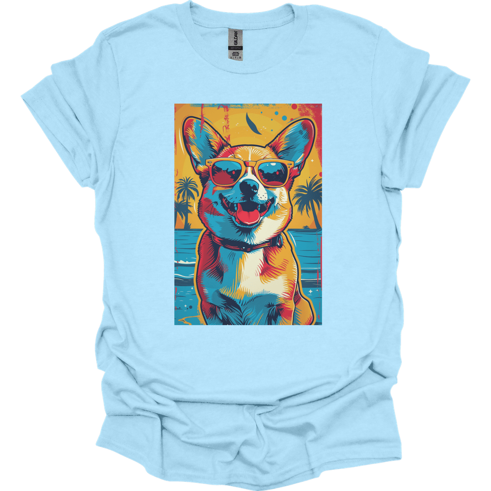 Pembroke Welsh Corgi - Summer Dog T-Shirt - Light Blue