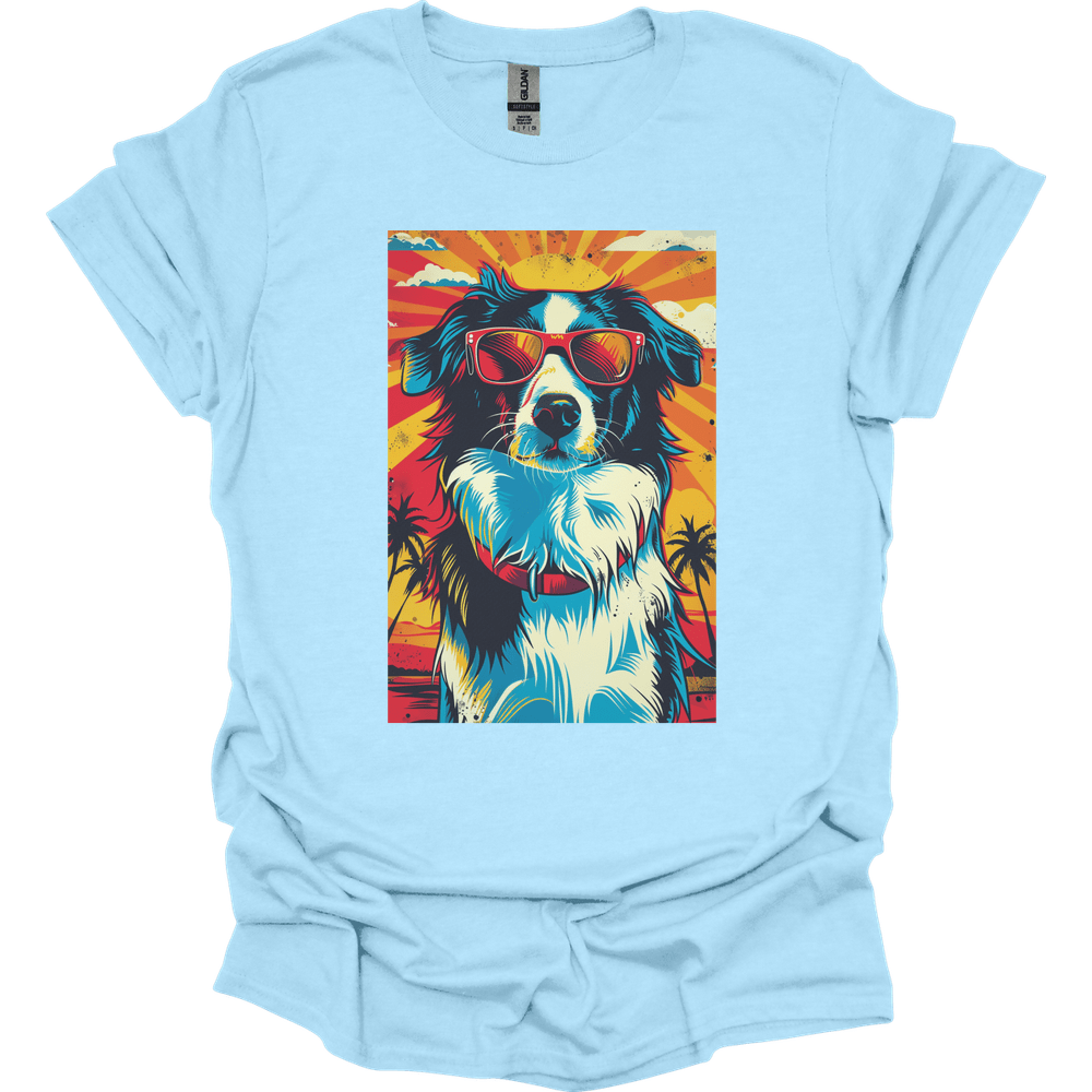 Border Collie - Summer Dog T-Shirt - Light Blue