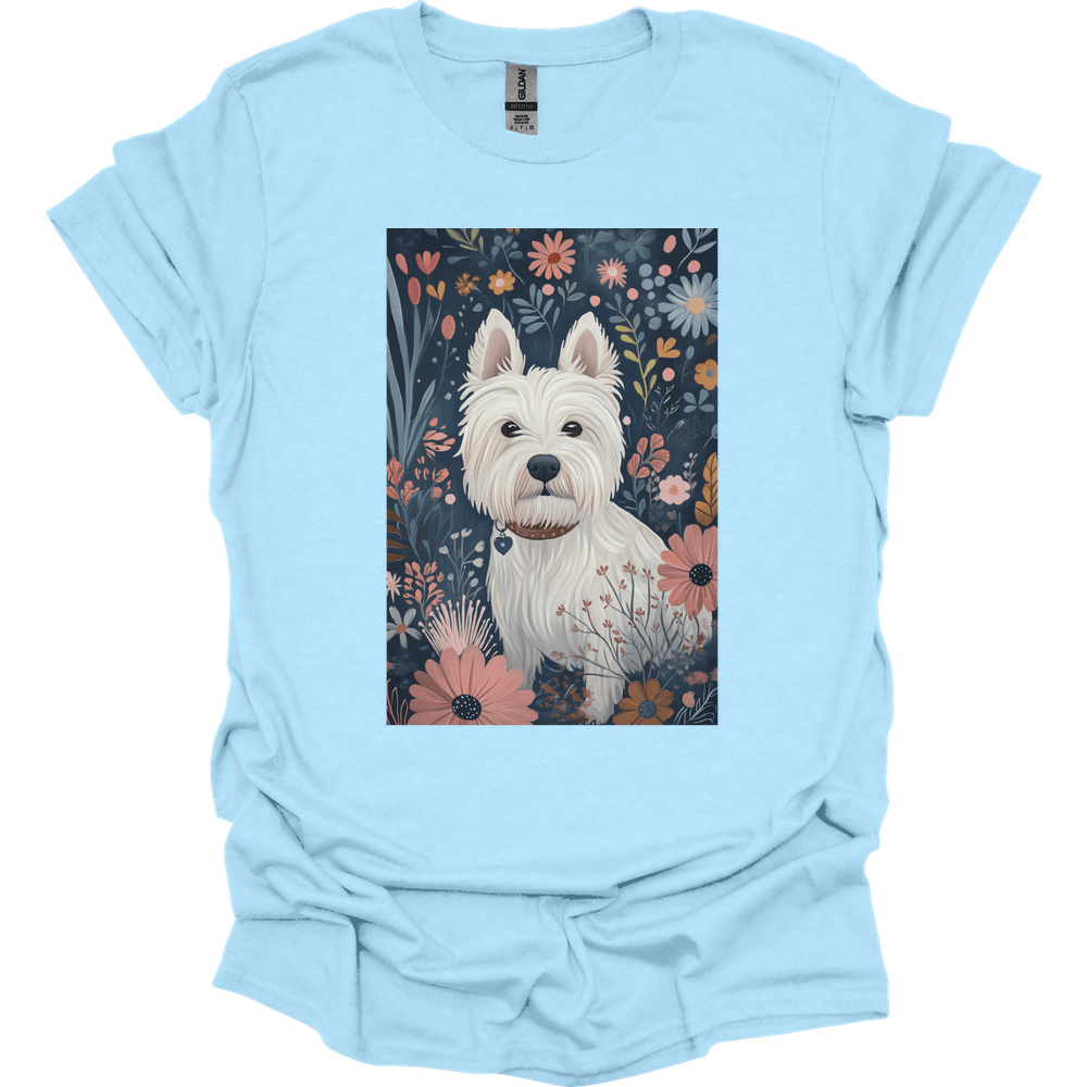 West Highland White Terrier - Boho Dog T-Shirt - Light Blue