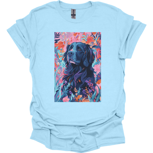 Newfoundland - Boho Dog T-Shirt - Light Blue