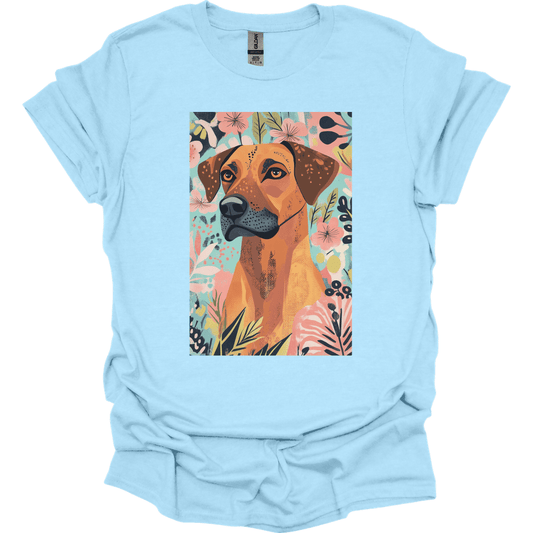 Rhodesian Ridgeback - Boho Dog T-Shirt - Light Blue
