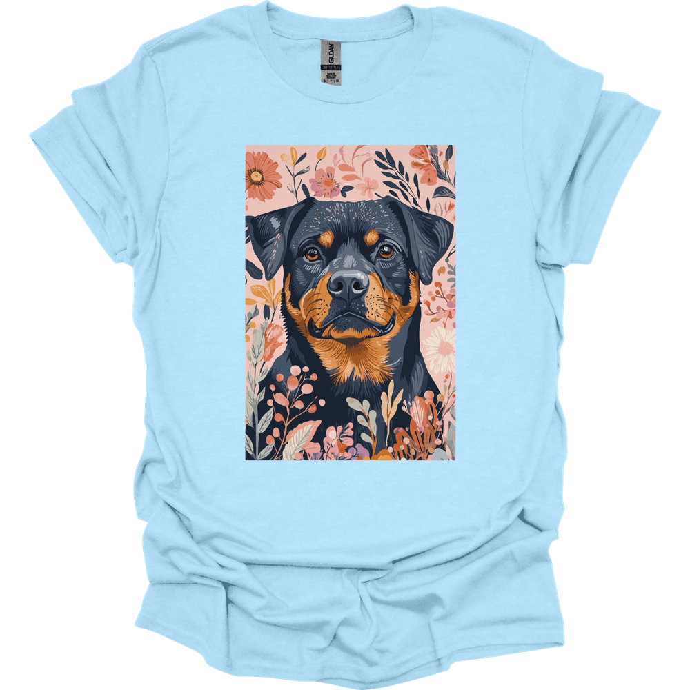 Rottweiler - Boho Dog T-Shirt - Light Blue