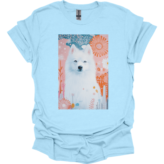 Samoyed - Boho Dog T-Shirt - Light Blue