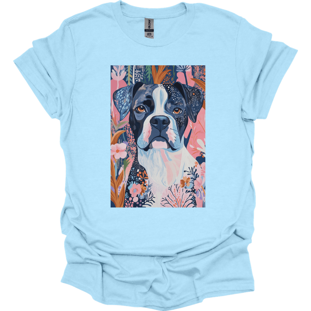 Boxer - Boho Dog T-Shirt - Light Blue