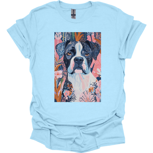 Boxer - Boho Dog T-Shirt - Light Blue