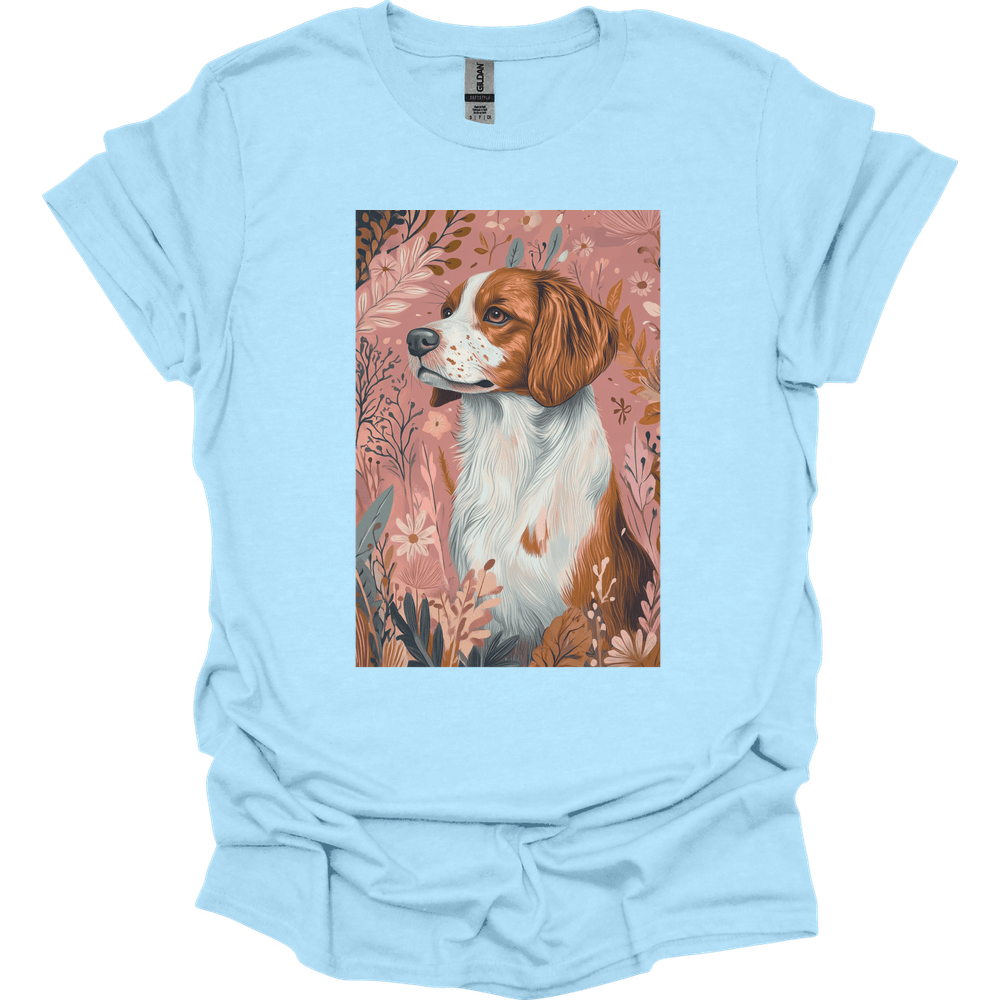 Brittany - Boho Dog T-Shirt - Light Blue