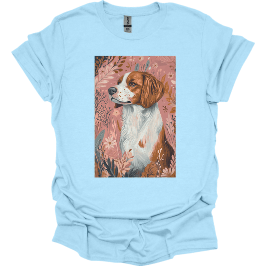 Brittany - Boho Dog T-Shirt - Light Blue