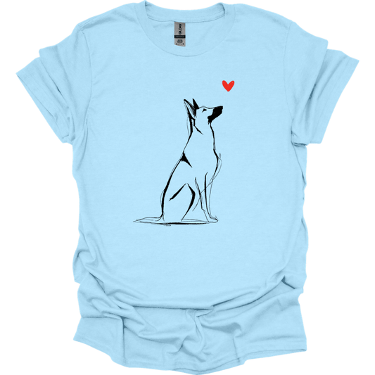 Beligian Malinois - Sketch Dog T-Shirt - Light Blue