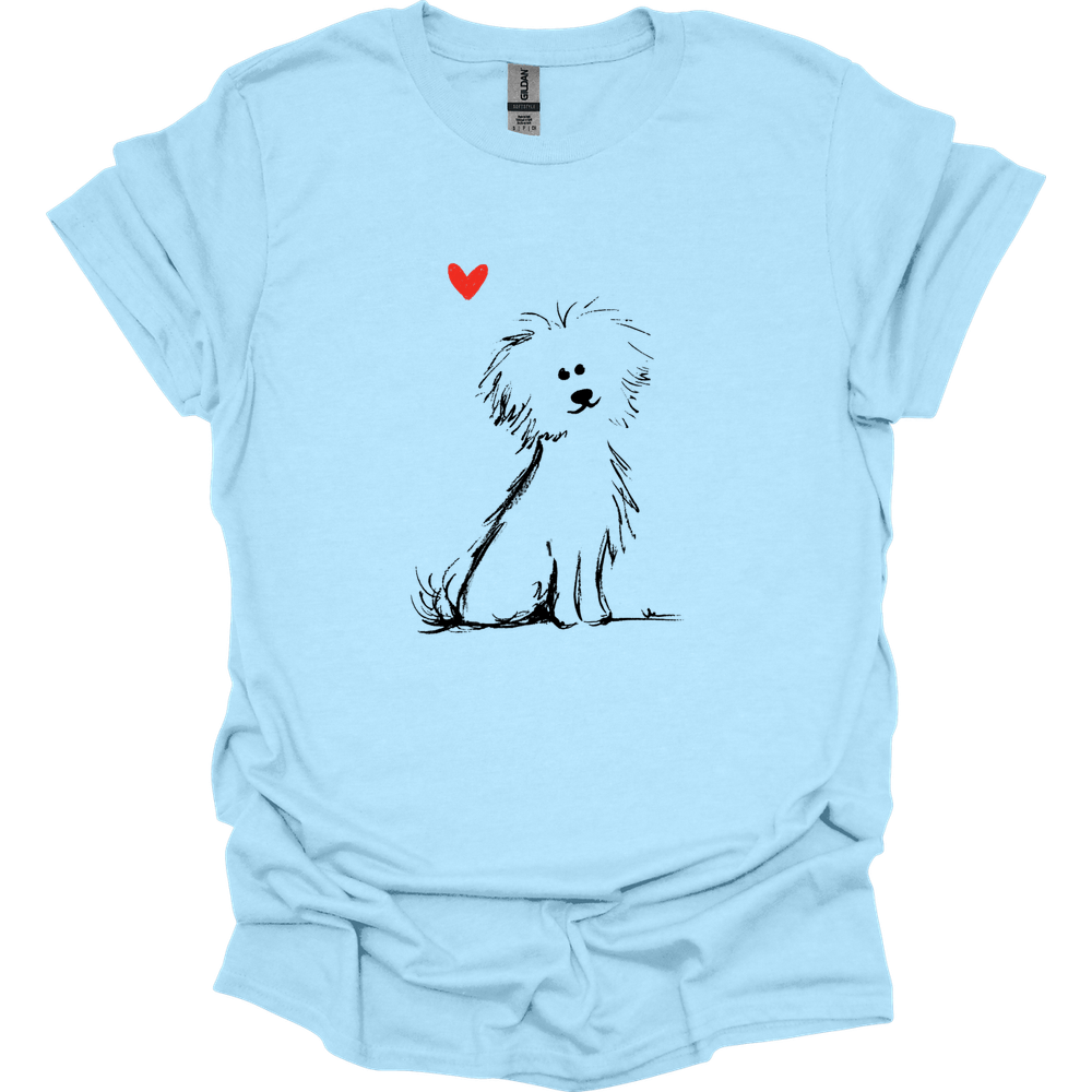 Bichon Frise - Sketch Dog T-Shirt - Light Blue