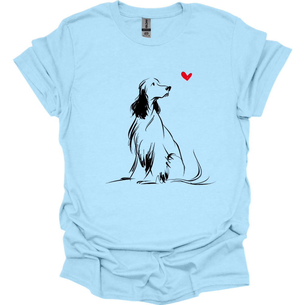 English Springer Spaniel - Sketch Dog T-Shirt - Light Blue