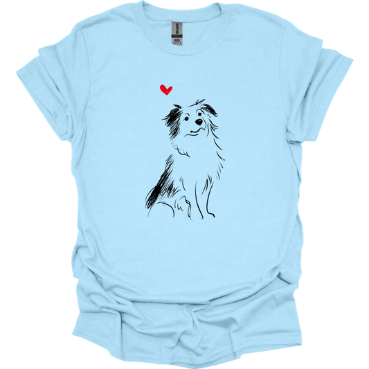 Miniature American Shepherd - Sketch Dog T-Shirt - Light Blue