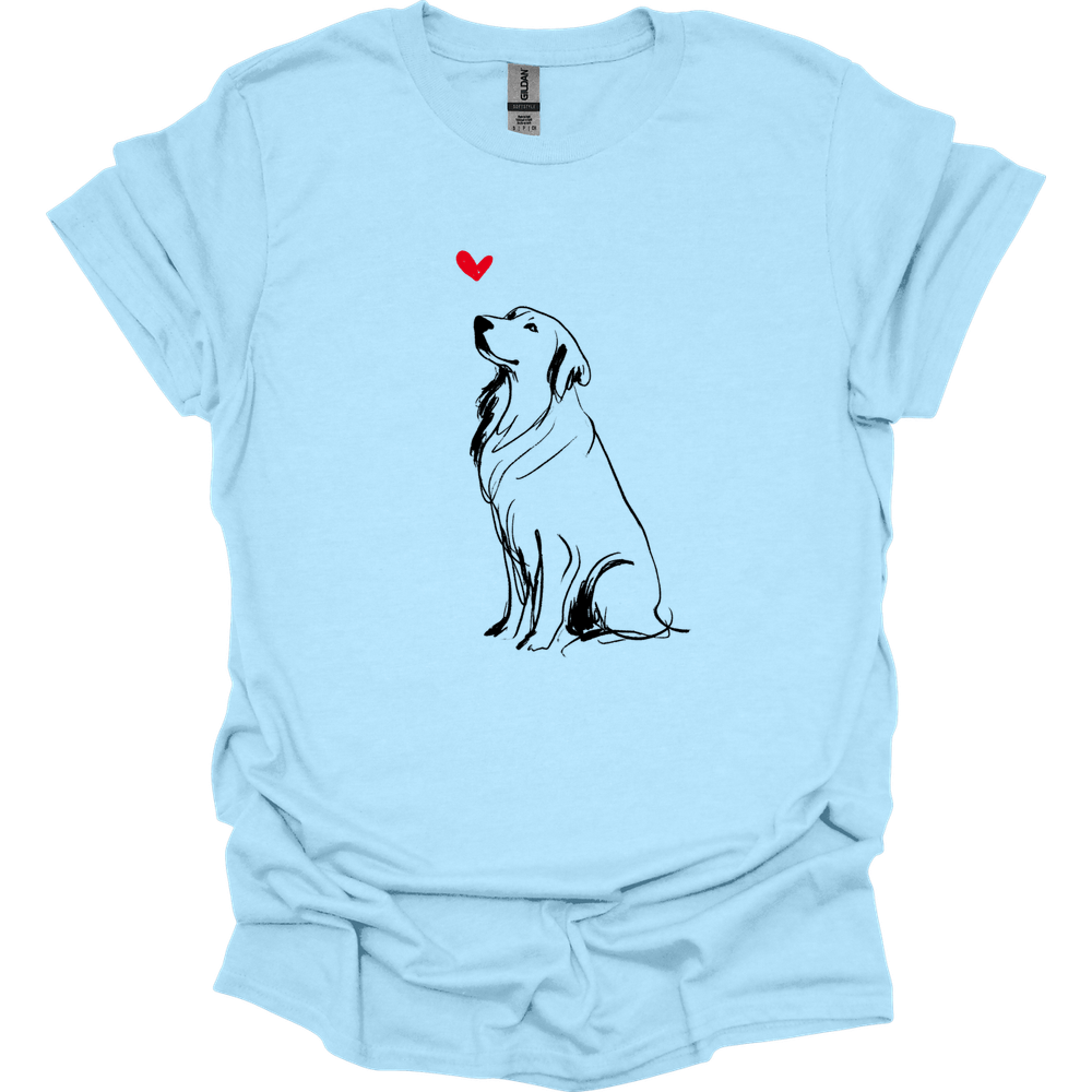 Golden Retriever - Sketch Dog T-Shirt - Light Blue