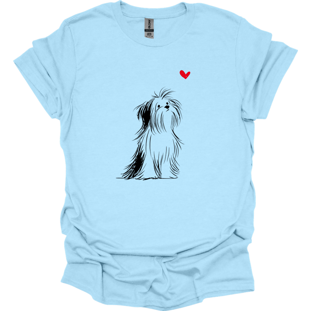 Shih Tzu - Sketch Dog T-Shirt - Light Blue