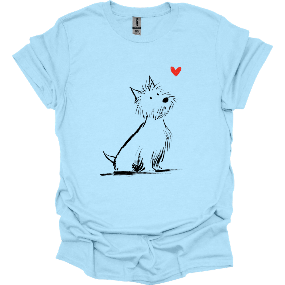 West Highland White Terrier - Sketch Dog T-Shirt - Light Blue