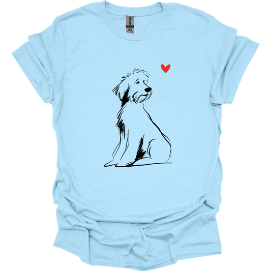 Portuguese Water Dog - Sketch Dog T-Shirt - Light Blue