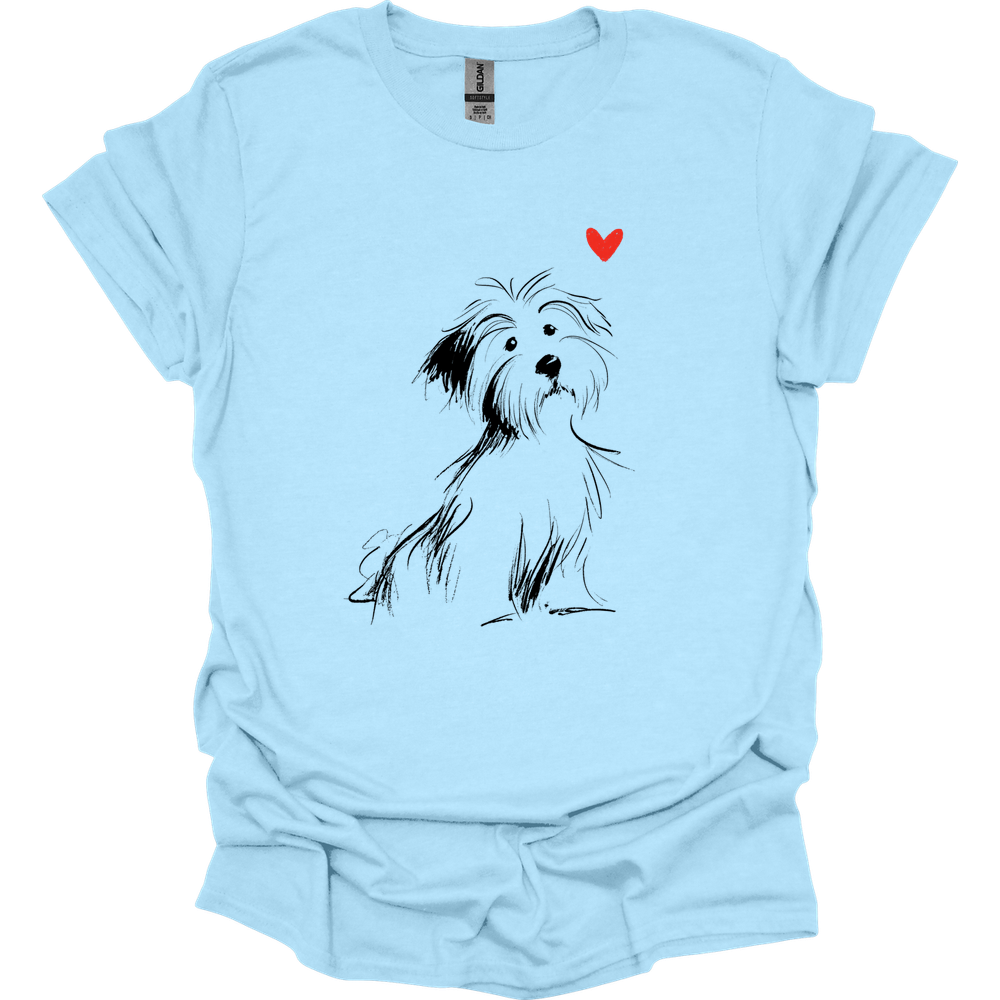 Havanese - Sketch Dog T-Shirt - Light Blue
