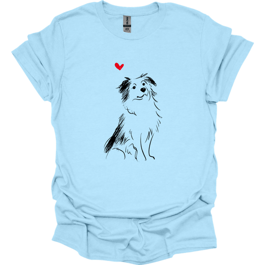 Miniature American Shepherd - Sketch Dog T-Shirt - Light Blue
