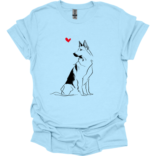Dutch Shepherd - Sketch Dog T-Shirt - Light Blue