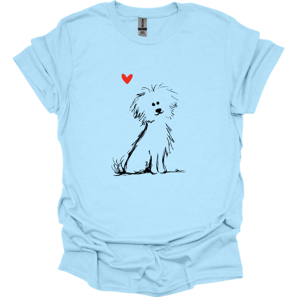 Bichon Frise - Sketch Dog T-Shirt - Light Blue