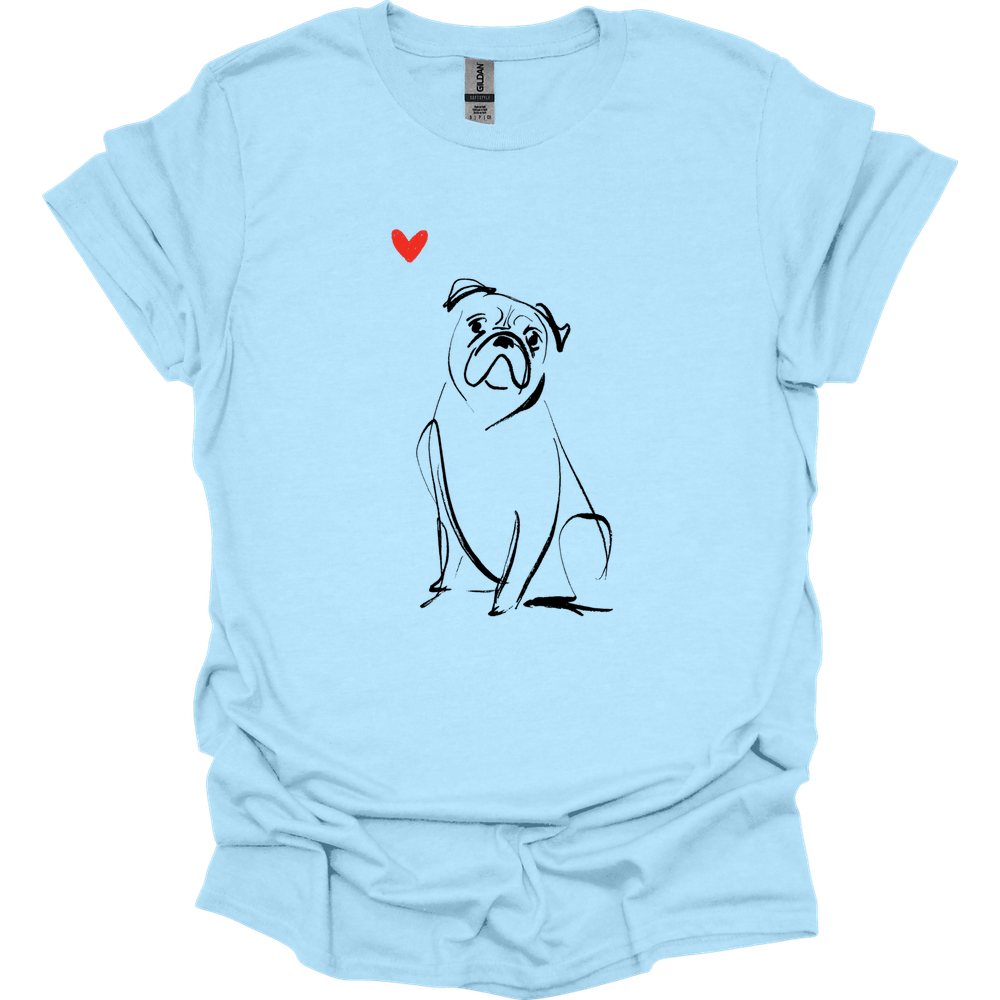 Boxer - Sketch Dog T-Shirt - Light Blue