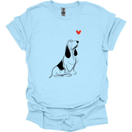 Basset Hound - Sketch Dog T-Shirt - Light Blue