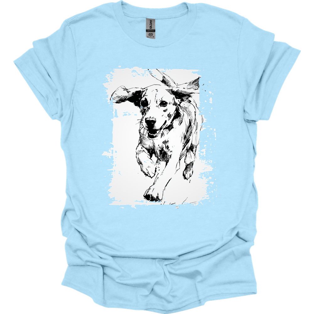Beagle - Running Dog T-Shirt - Light Blue