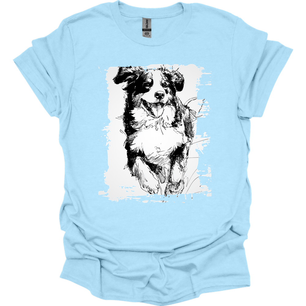 Bernese Mountain Dog - Running Dog T-Shirt - Light Blue