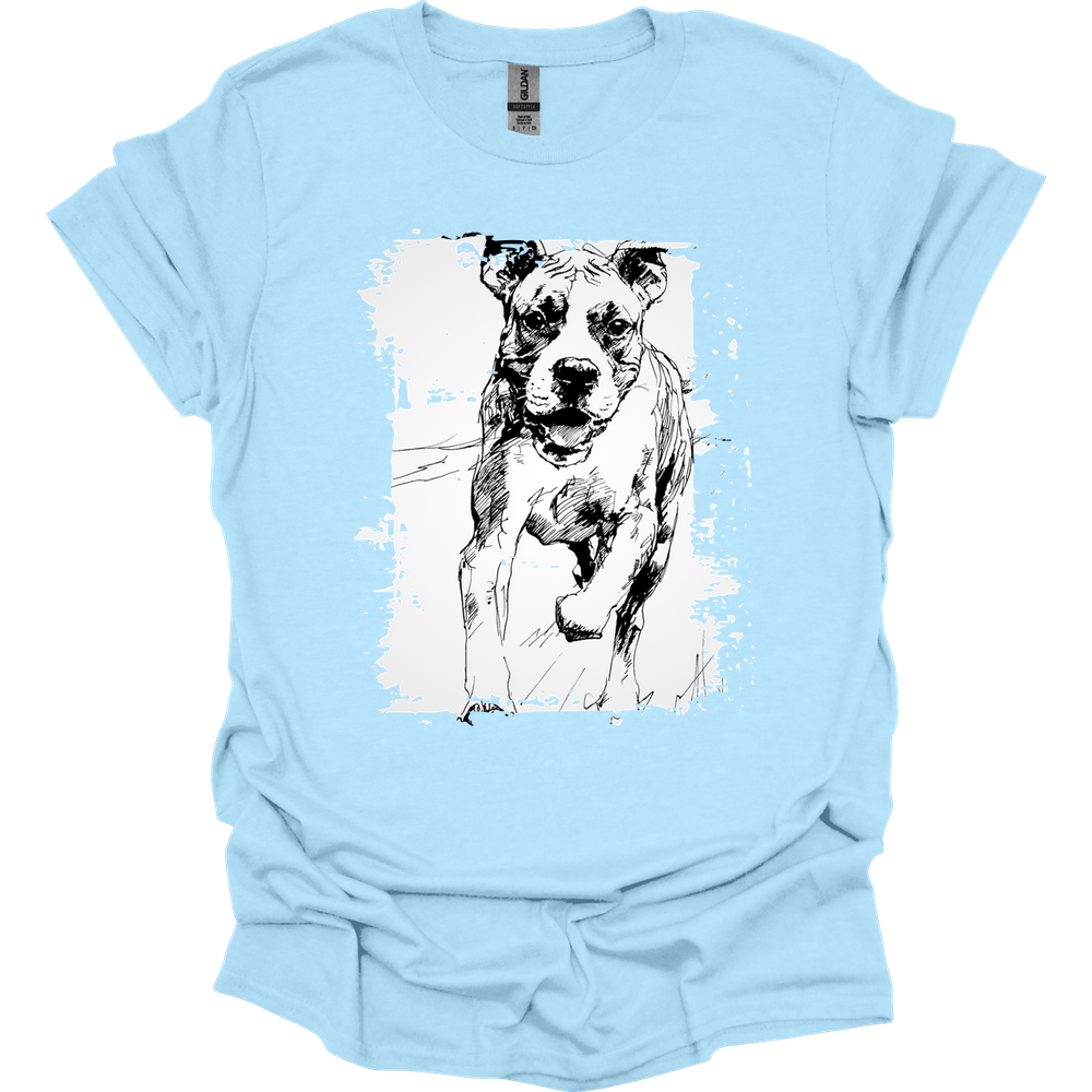 Boxer - Running Dog T-Shirt - Light Blue