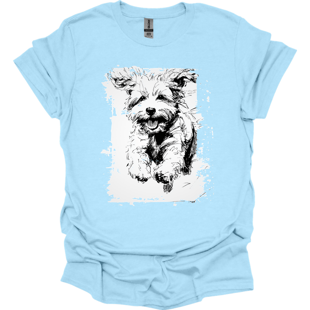 Bichon Frise - Running Dog T-Shirt - Light Blue