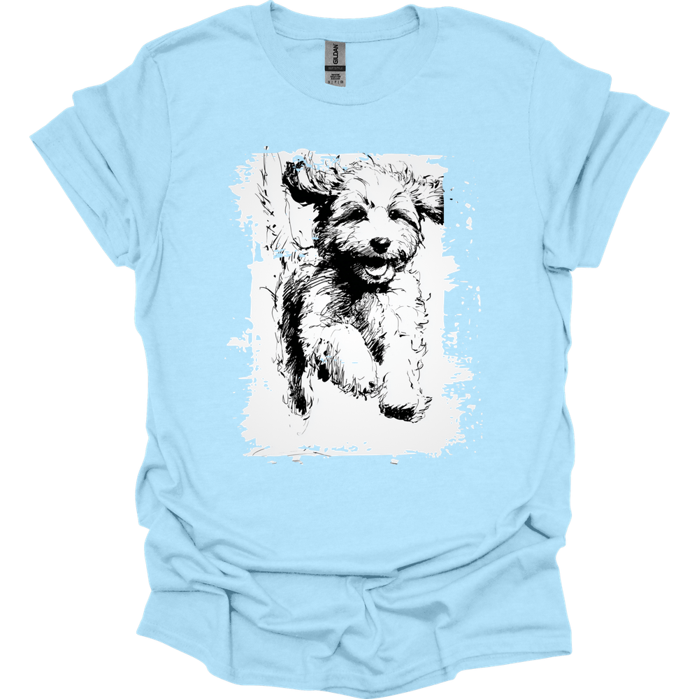 Cavapoo - Running Dog T-Shirt - Light Blue