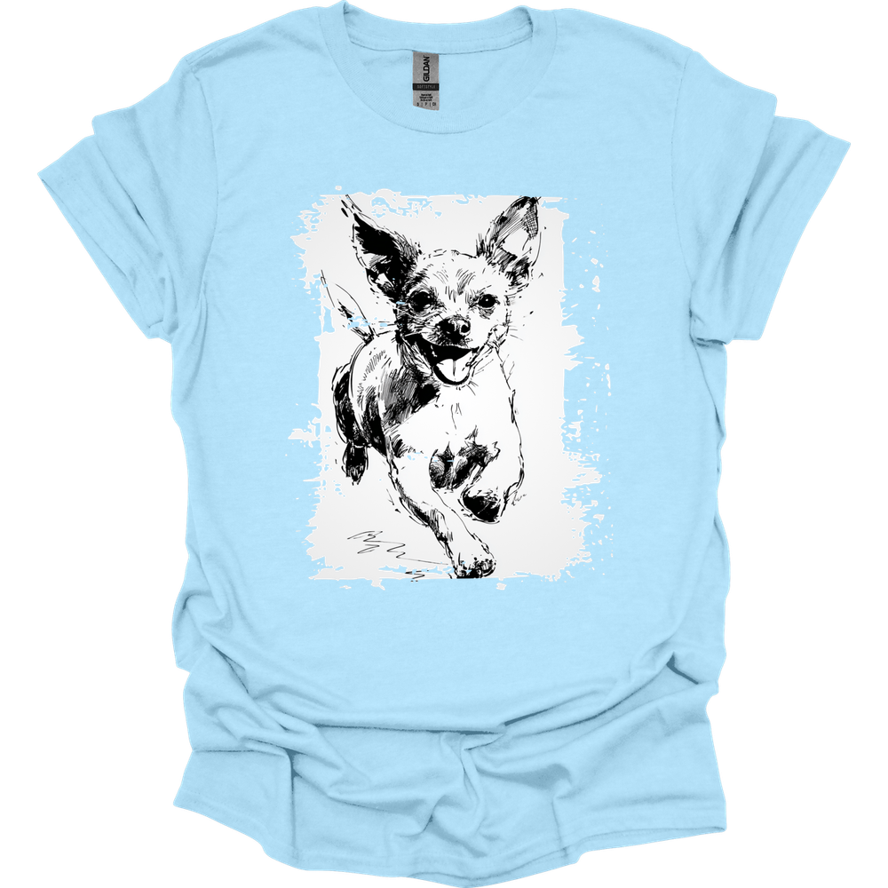 Chihuahua - Running Dog T-Shirt - Light Blue