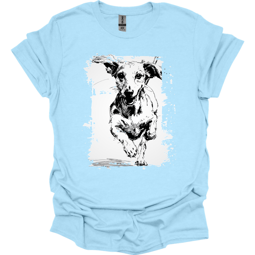 Dachshund - Running Dog T-Shirt - Light Blue