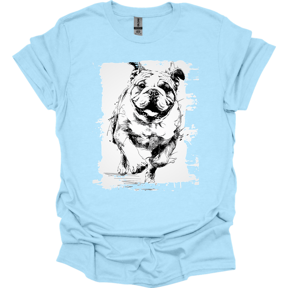 Bulldog - Running Dog T-Shirt - Light Blue
