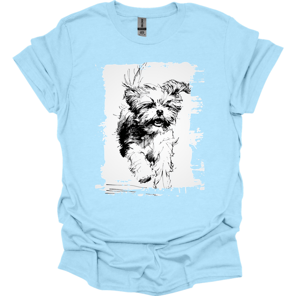Shih Tzu - Running Dog T-Shirt - Light Blue