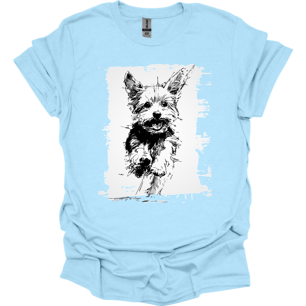 Yorkshire Terrier - Running Dog T-Shirt - Light Blue