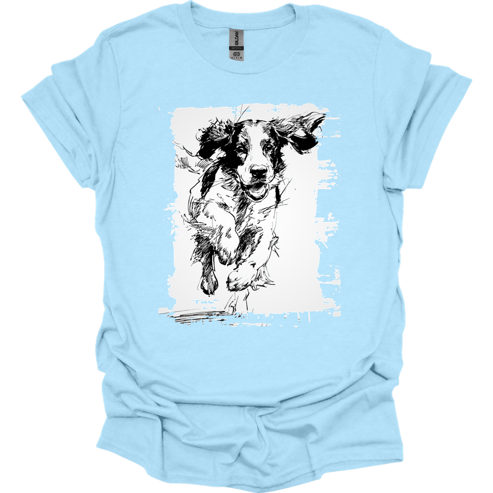 English Springer Spaniel - Running Dog T-Shirt - Light Blue