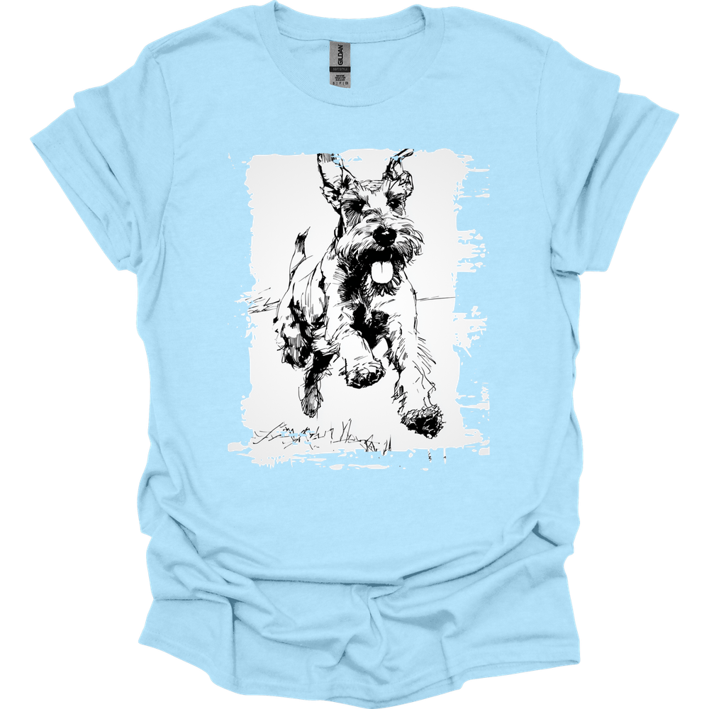 Giant Schnauzer - Running Dog T-Shirt - Light Blue