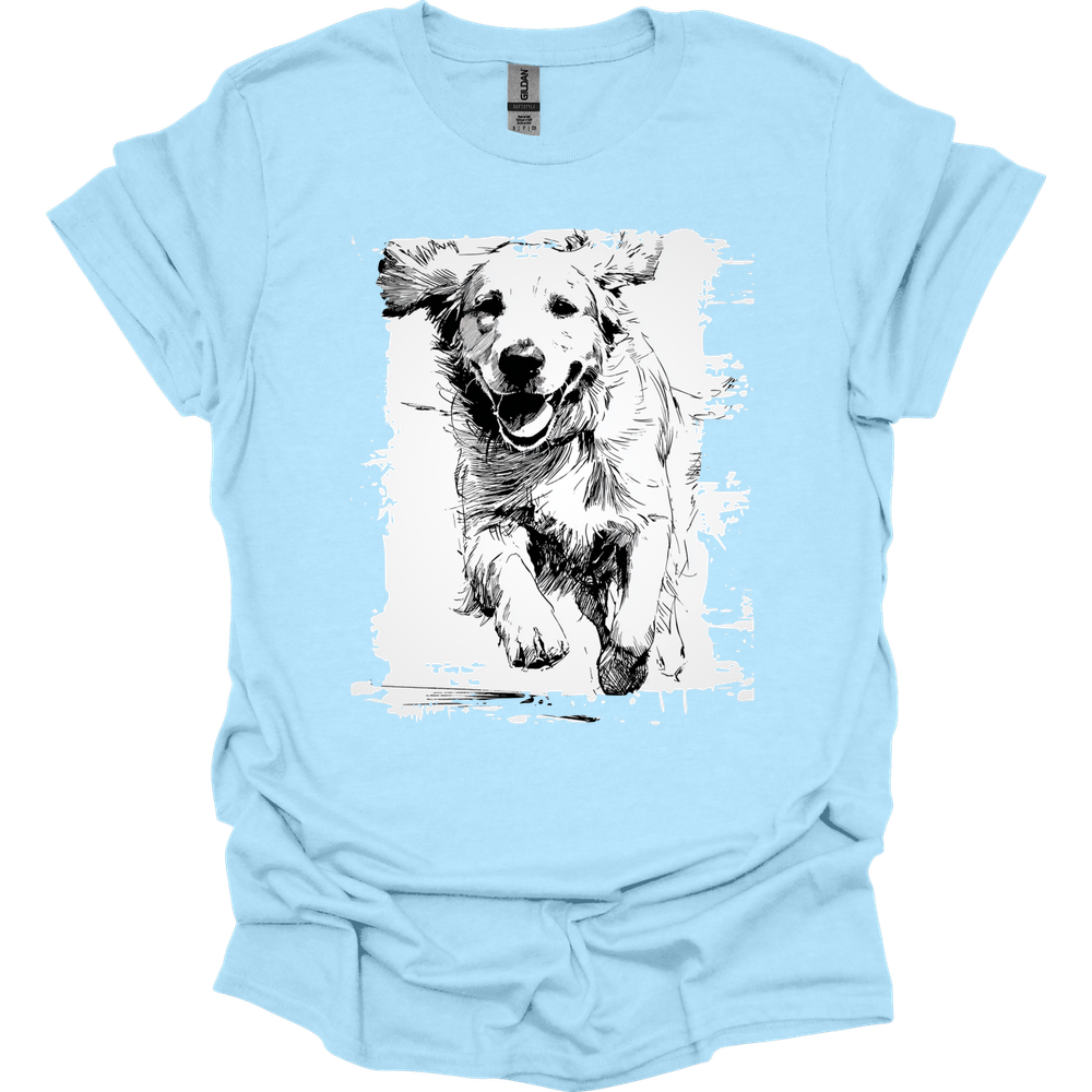 Golden Retriever - Running Dog T-Shirt - Light Blue