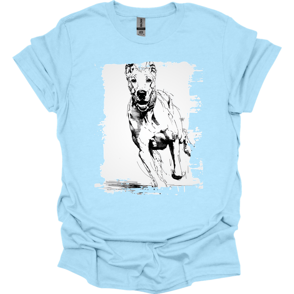 Great Dane - Running Dog T-Shirt - Light Blue