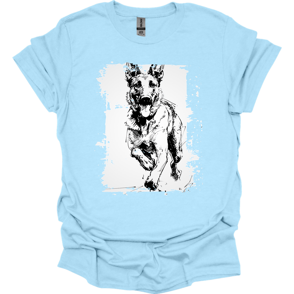 Dutch Shepherd - Running Dog T-Shirt - Light Blue