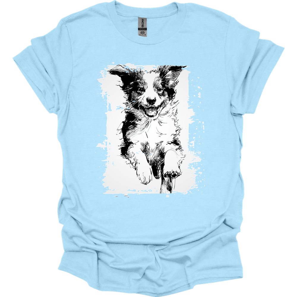 Miniature American Shepherd - Running Dog T-Shirt - Light Blue