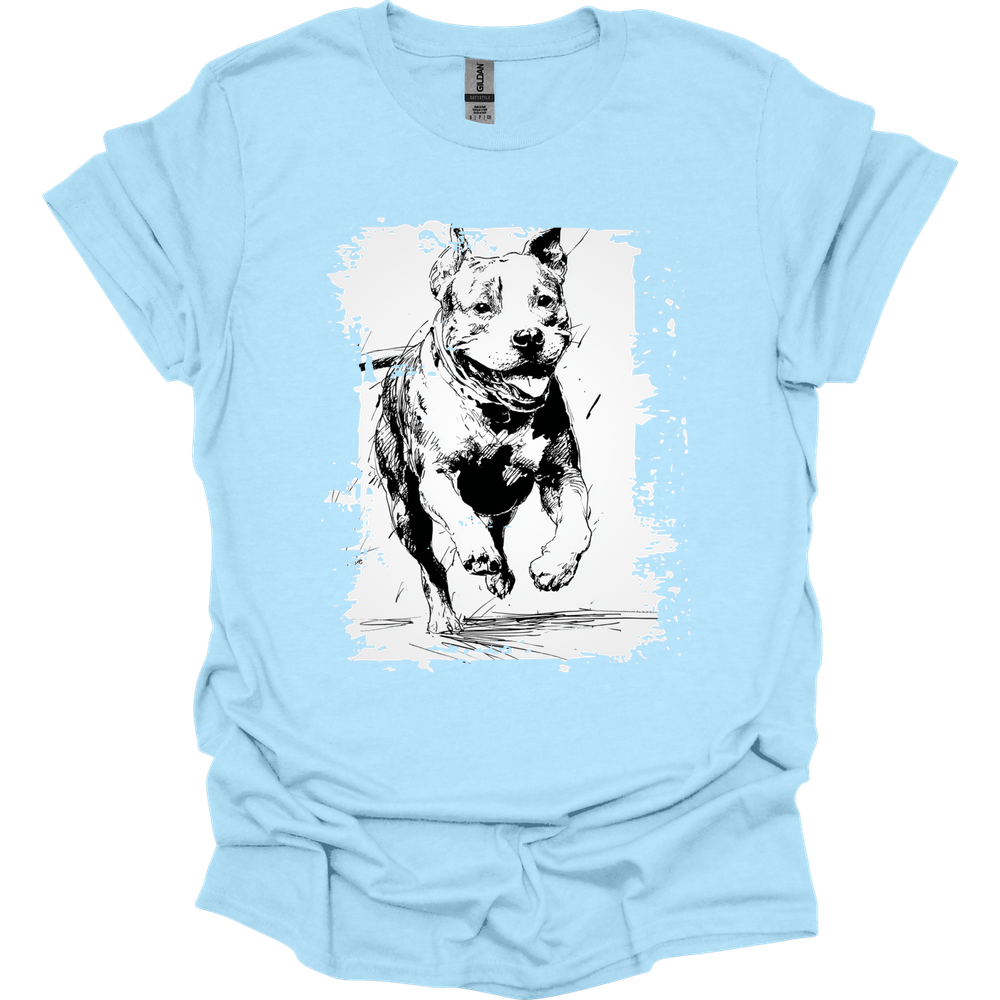 Pitbull - Running Dog T-Shirt - Light Blue