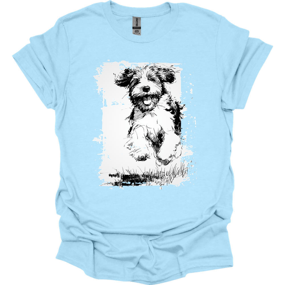 Portuguese Water Dog - Running Dog T-Shirt - Light Blue