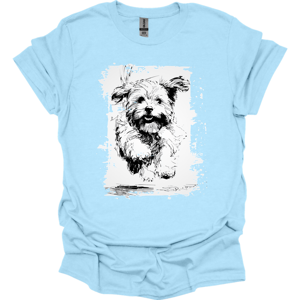Havanese - Running Dog T-Shirt - Light Blue