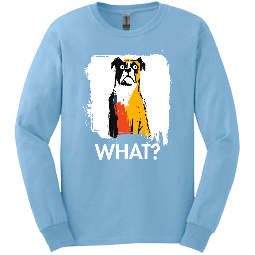 Boxer - What Dog Long Sleeve Tee - Light Blue