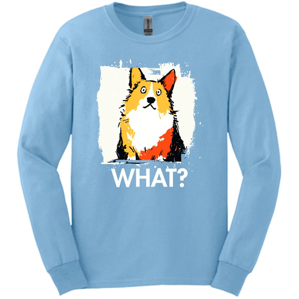 Corgi - What Dog Long Sleeve Tee - Light Blue