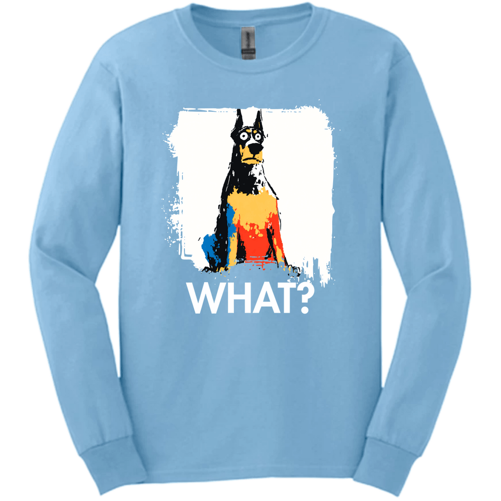 Doberman - What Dog Long Sleeve Tee - Light Blue