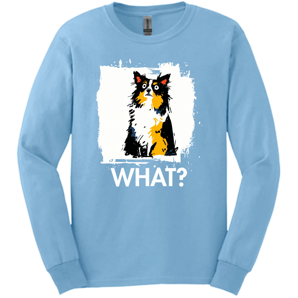 Papillon - What Dog Long Sleeve Tee - Light Blue