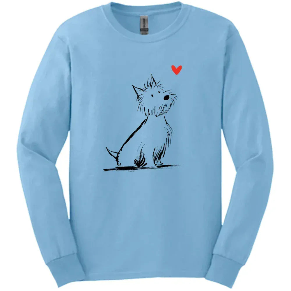 West Highland White Terrier - Sketch Dog Long Sleeve Tee - Light Blue