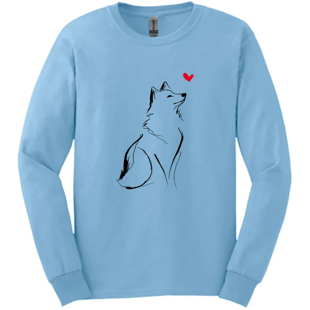 Shiba Inu - Sketch Dog Long Sleeve Tee - Light Blue